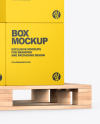 Pallet W/ 7 Paper Boxes Mockup