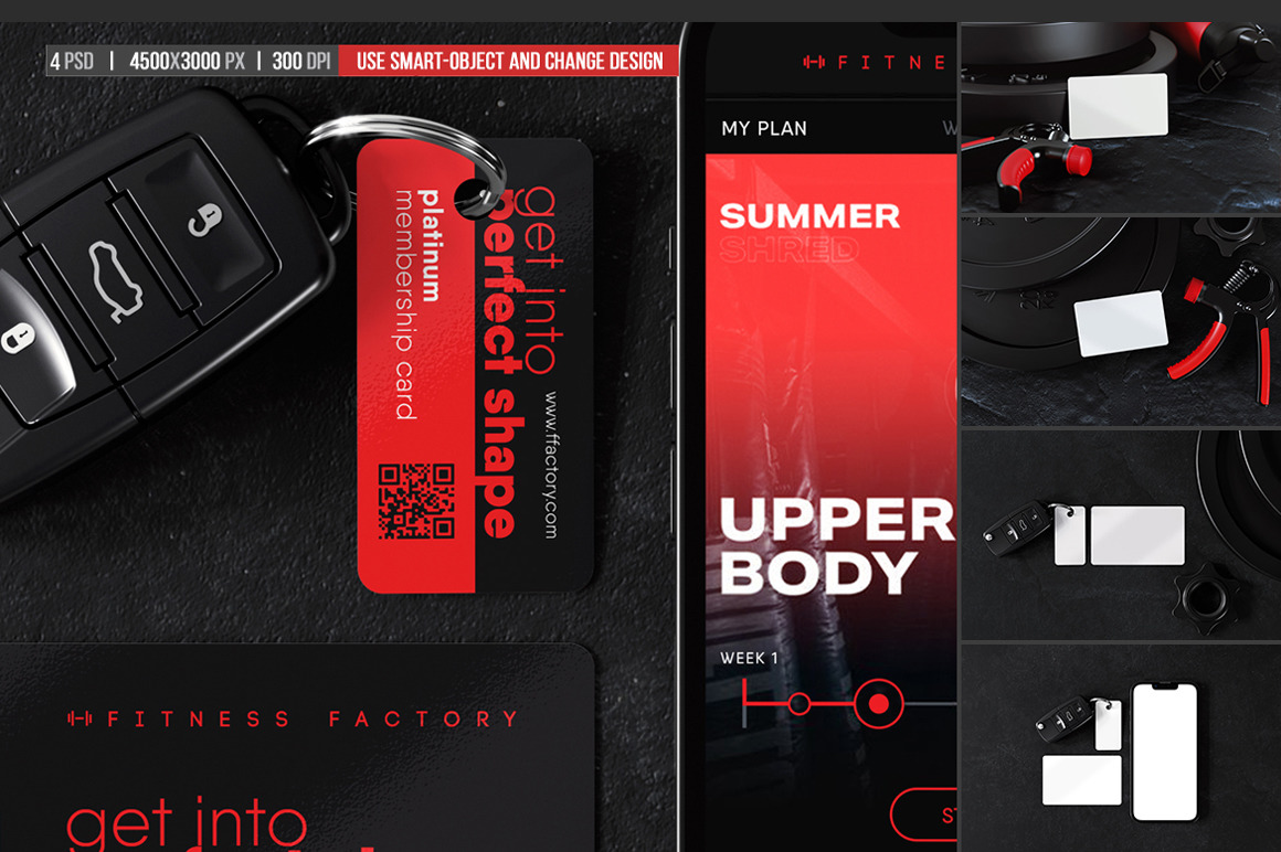 Gym Membership Card Different Scenes Mockup