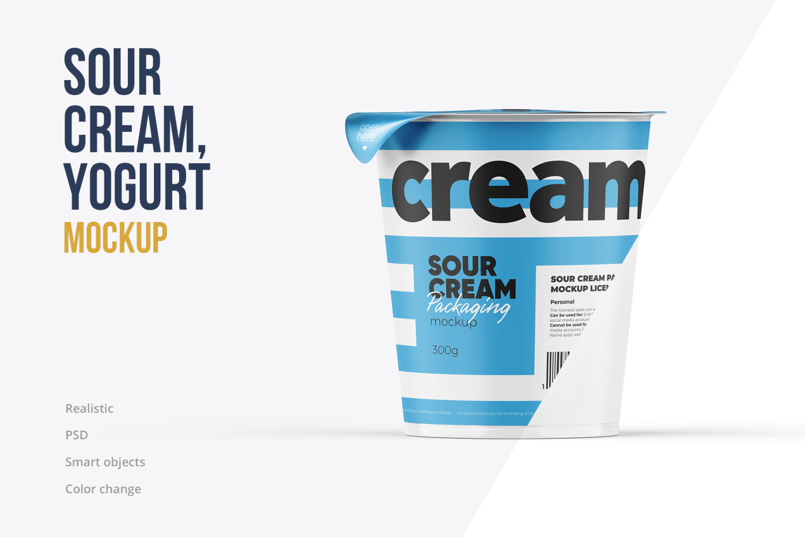 300g Sour Cream Cup Mockup Front view