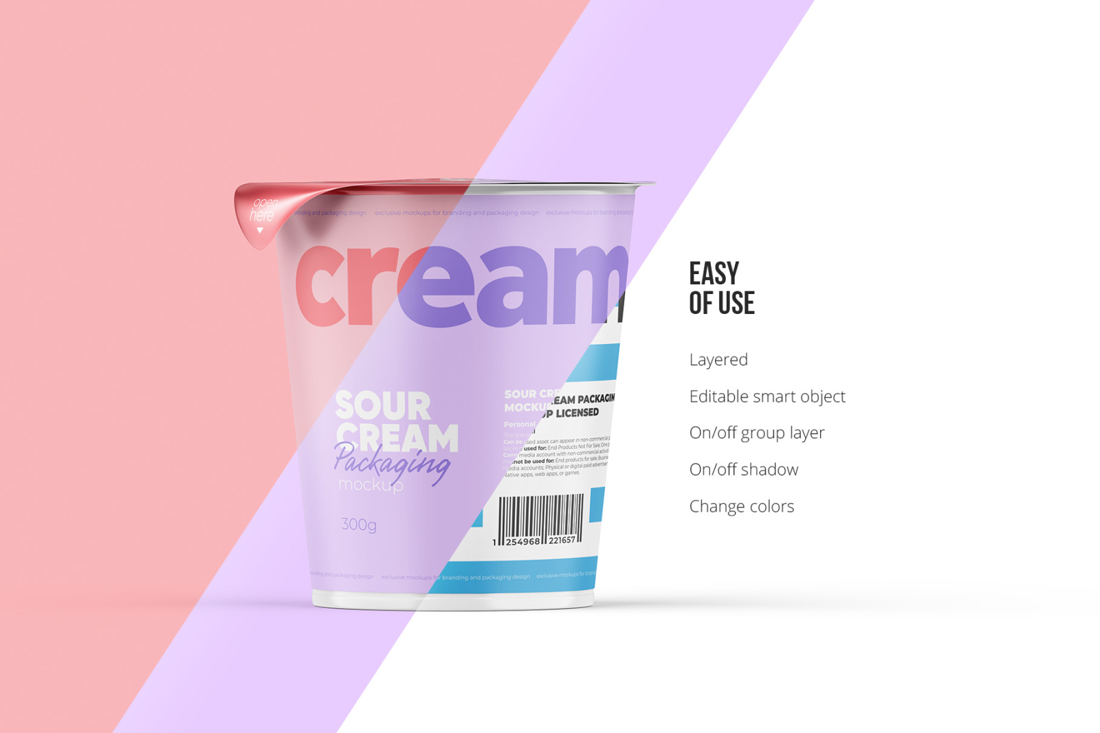 300g Sour Cream Cup Mockup Front view