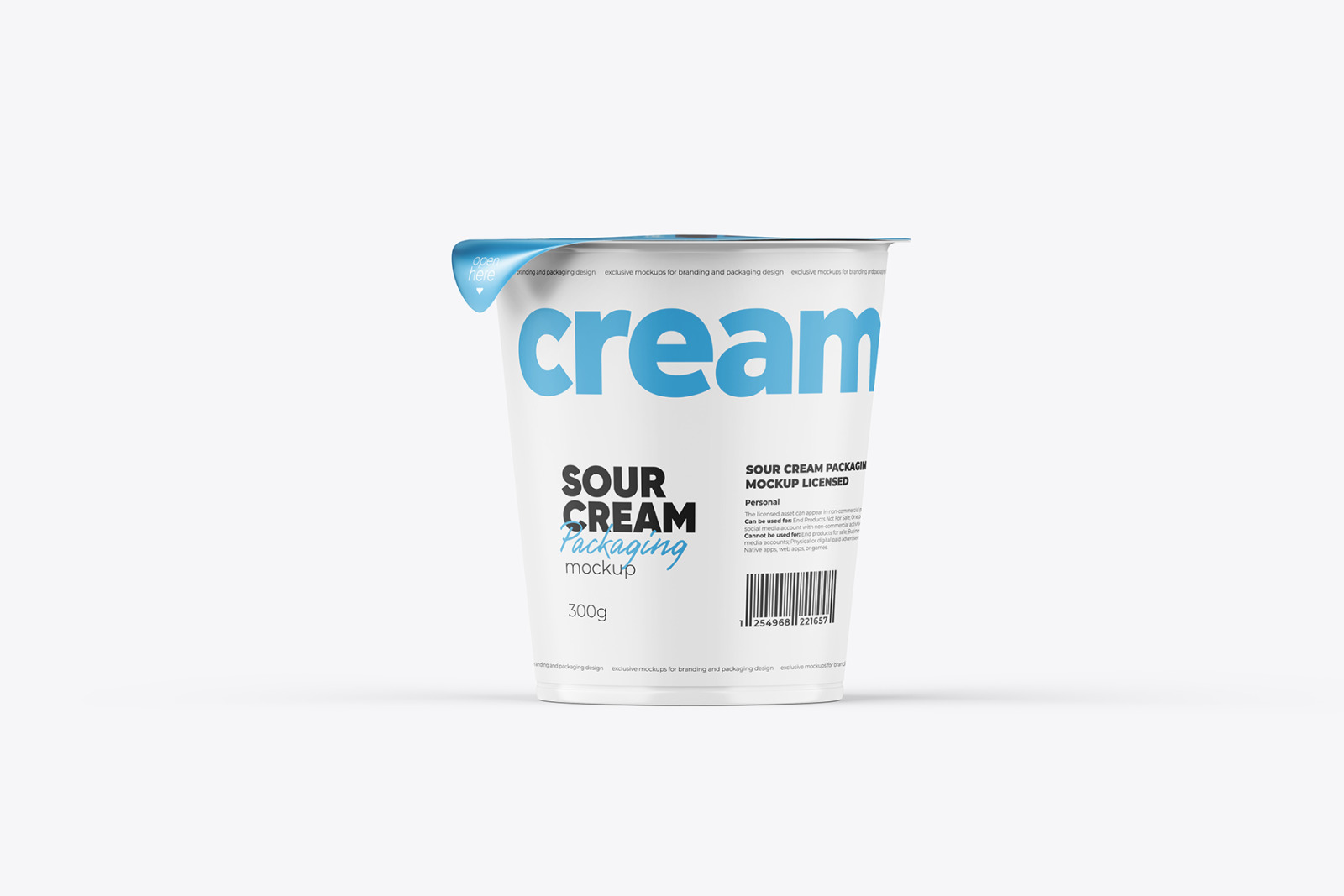 300g Sour Cream Cup Mockup Front view