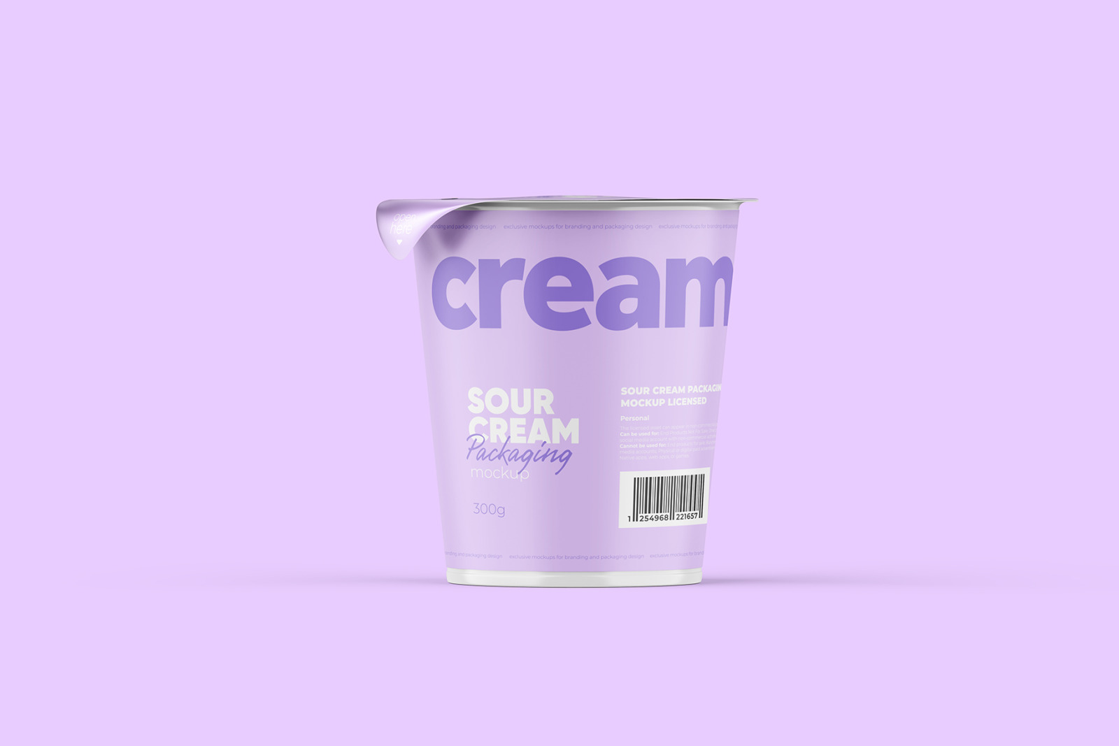 300g Sour Cream Cup Mockup Front view