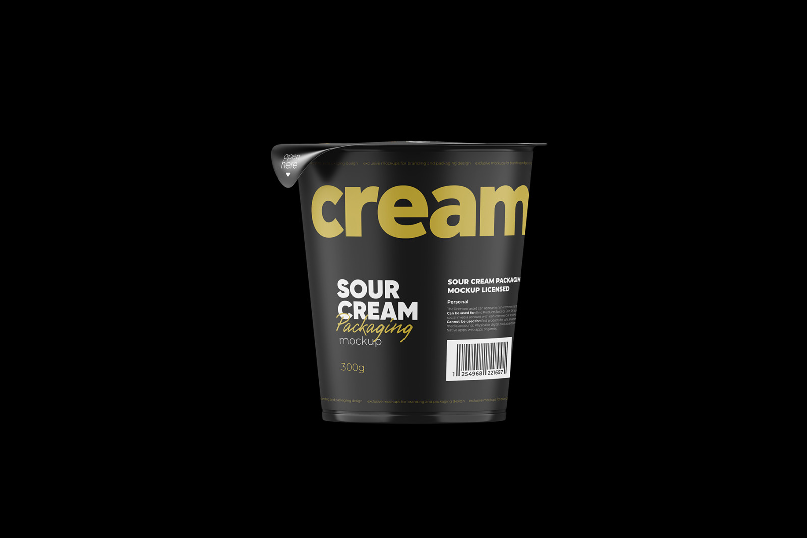 300g Sour Cream Cup Mockup Front view