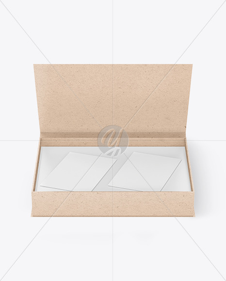 Two Business Cards in a Kraft Box Mockup