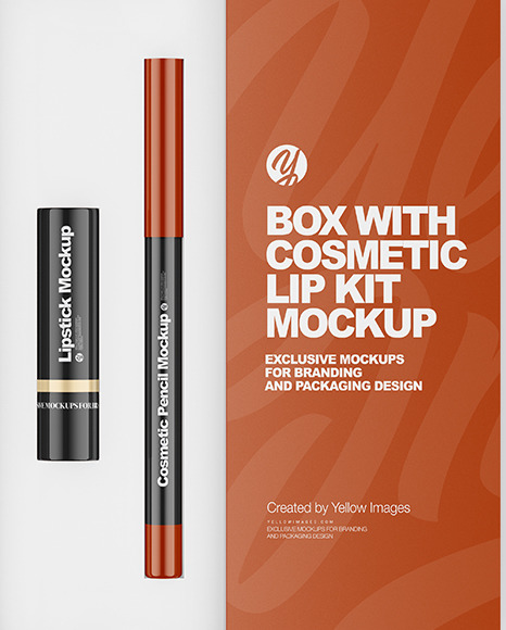 Box with Cosmetic Lip Kit Mockup