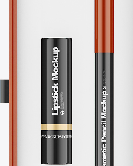 Box with Cosmetic Lip Kit Mockup