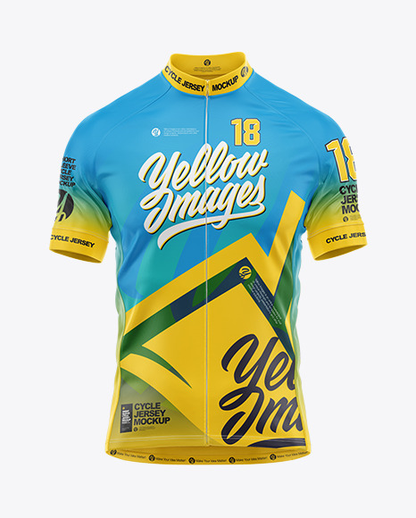 Men's Short Sleeve Cycling Jersey Mockup - Front View