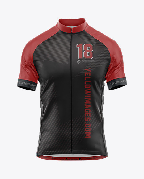 Men's Short Sleeve Cycling Jersey Mockup - Front View