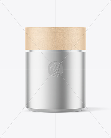 Metallic Jar with Wooden Cap Mockup