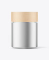 Metallic Jar with Wooden Cap Mockup