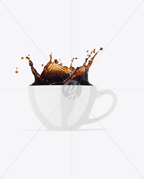 Glossy Cup w/ Coffe Splash Mockup