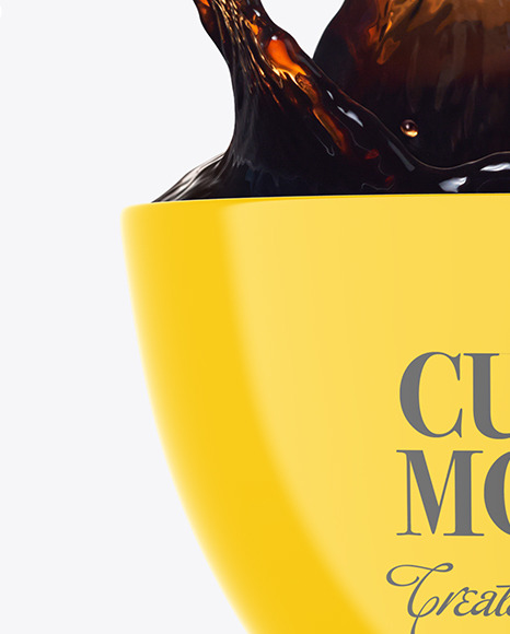 Glossy Cup w/ Coffe Splash Mockup