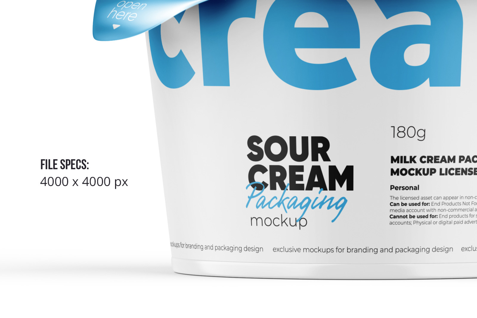 180g Sour Cream Mockup Front view 180g Sour Cream Mockup Front view