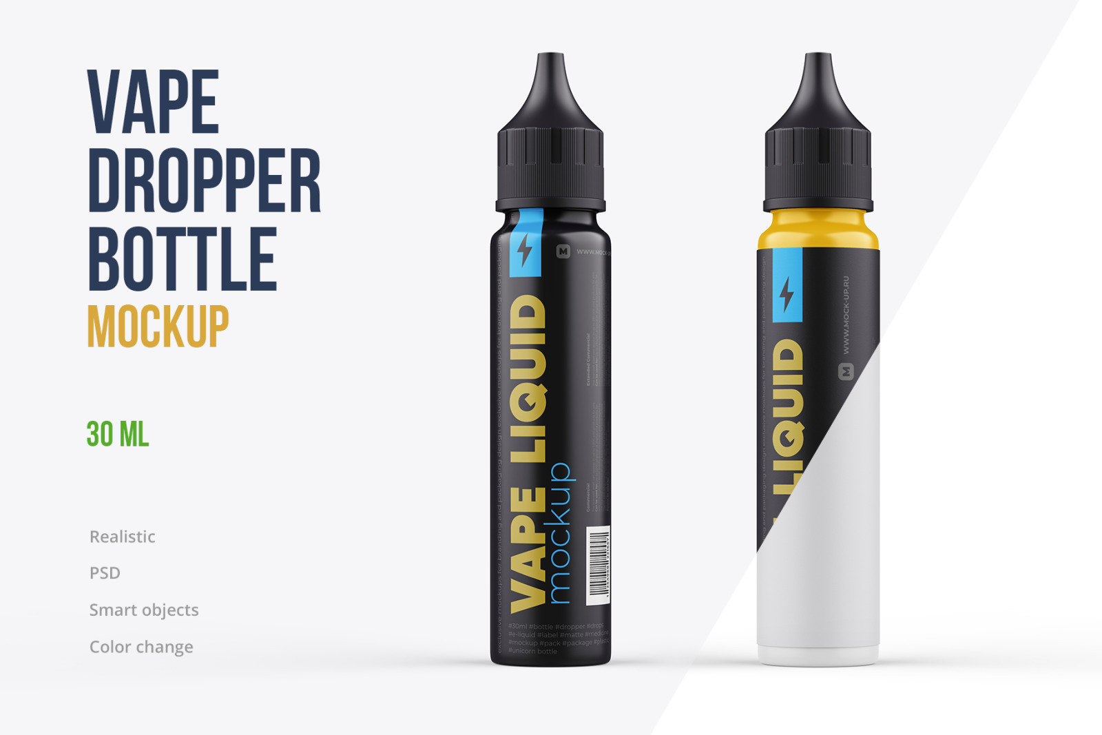 30ml Vape Dropper Thin Bottle Mockup - 2 PSD