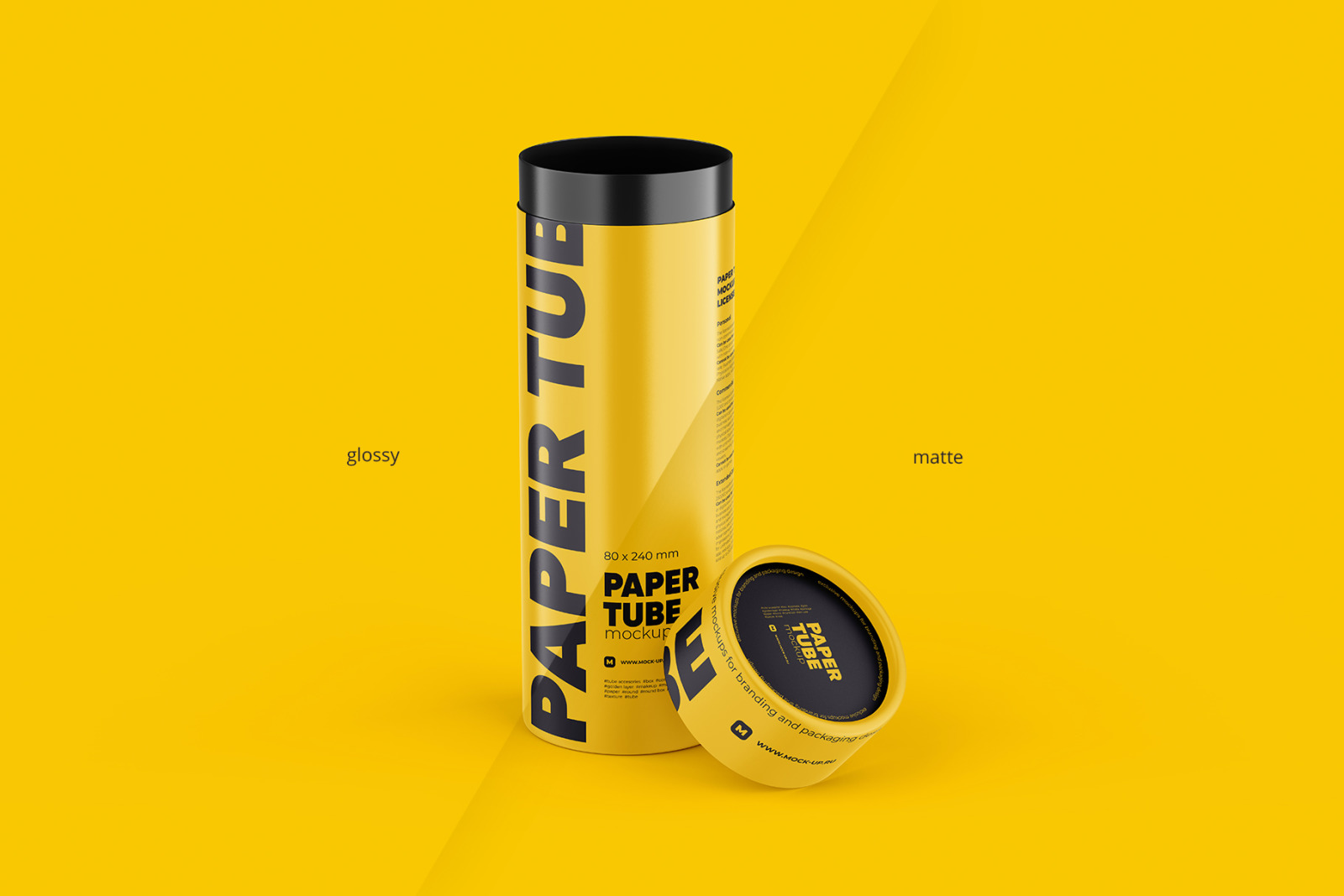 Opened Paper Tube Mockup 80x240mm