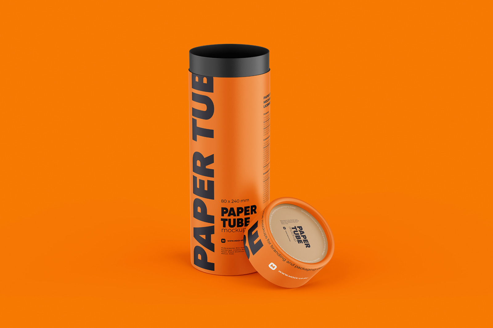 Opened Paper Tube Mockup 80x240mm