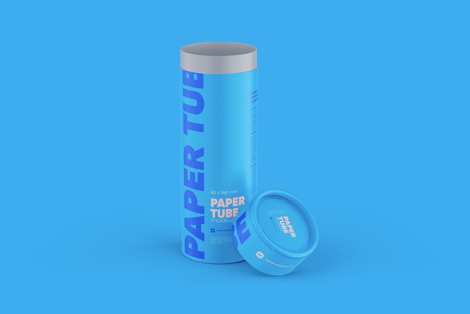 Opened Paper Tube Mockup 80x240mm