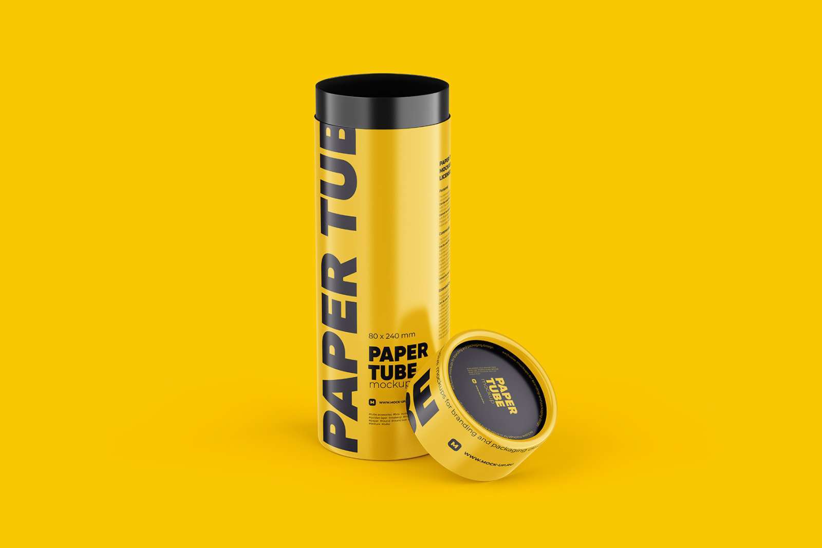 Opened Paper Tube Mockup 80x240mm