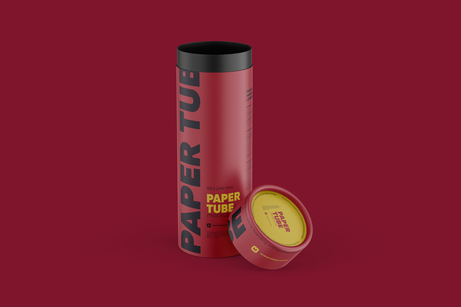 Opened Paper Tube Mockup 80x240mm