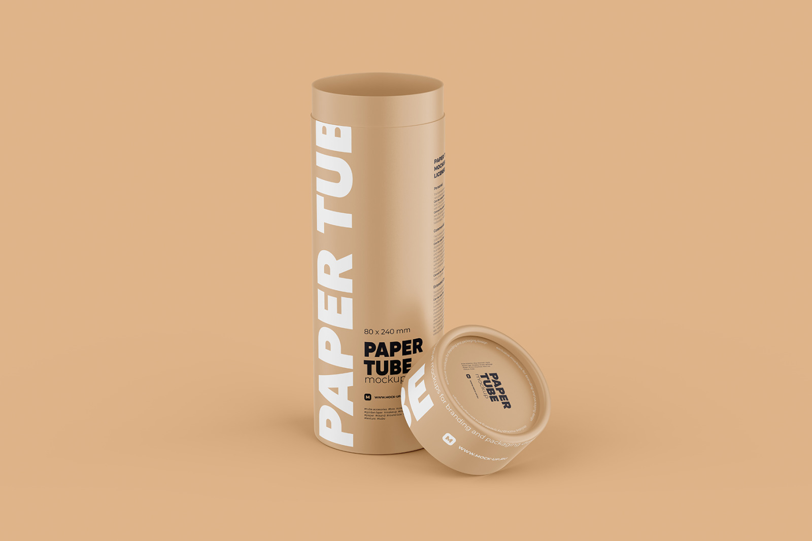 Opened Paper Tube Mockup 80x240mm