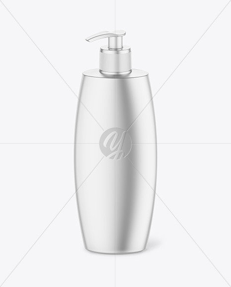 Matte Metallic Soap Bottle w/ Pump Mockup