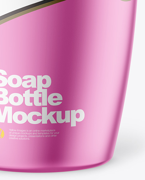 Matte Metallic Soap Bottle w/ Pump Mockup