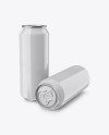 Two 500ml Aluminium Cans W/ Glossy Finish Mockup