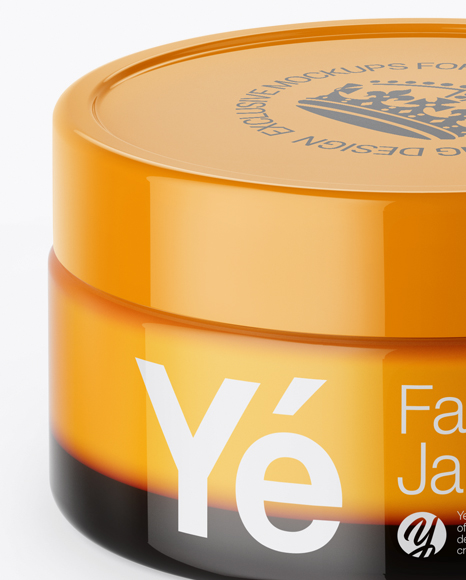 Orange Cream Jar With Glossy Cap Mockup (High-Angle Shot)