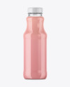 Clear Glass Bottle With Strawberry Milk Mockup