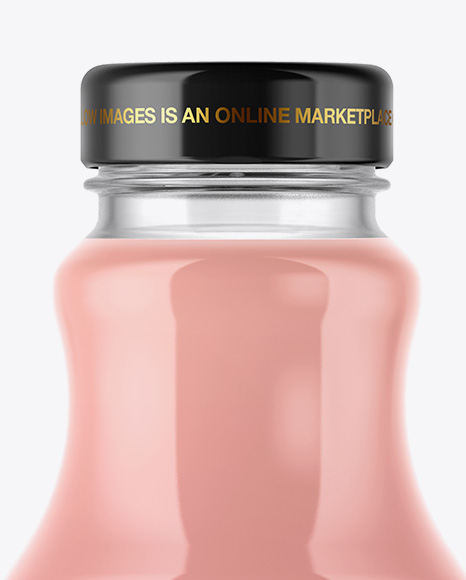 Clear Glass Bottle With Strawberry Milk Mockup