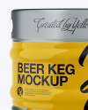 30L Glossy Beer Keg Mockup - Front View (Eye-Level Shot)