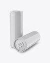 Two 250ml Glossy Aluminium Cans Mockup