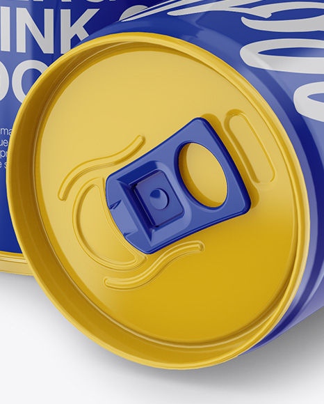 Two 250ml Glossy Aluminium Cans Mockup - Free Download Images High