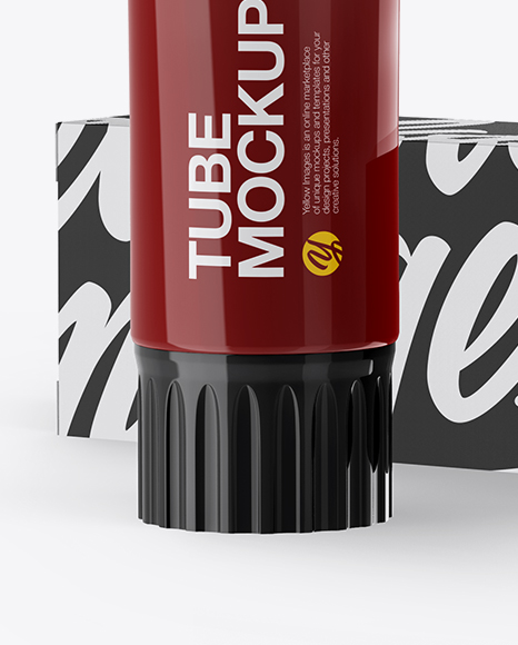 Glossy Toothpaste Tube &amp; Paper Box Mockup