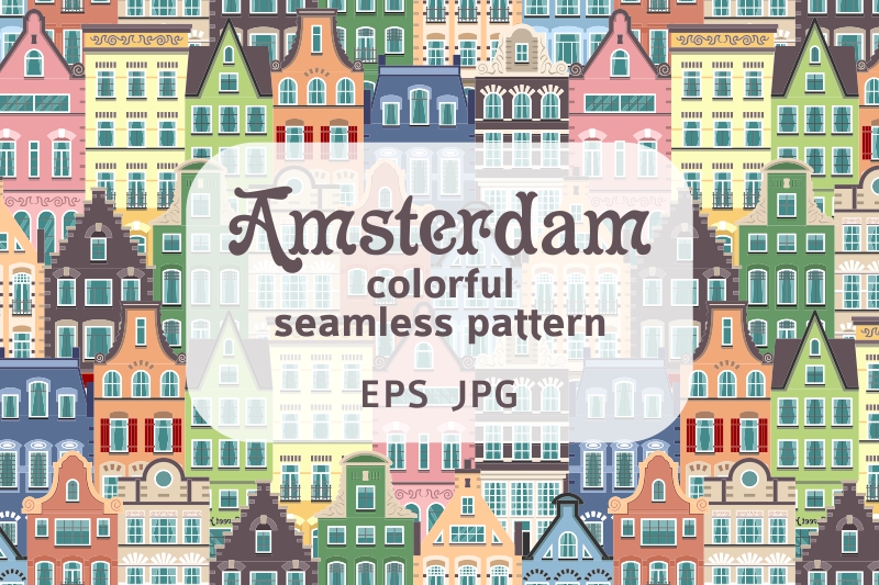 Seamless pattern of Holland old houses facades Seamless pattern of Holland old houses facades