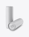 Two 250ml Matte Aluminium Cans Mockup