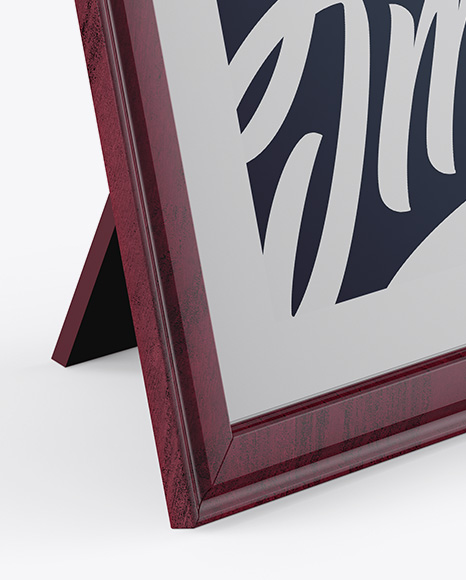 Dark Wooden Photo Frame Mockup - Half Side View