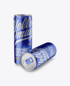 Two 250ml Metallic Aluminium Cans Mockup