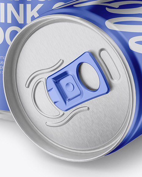 Two 250ml Metallic Aluminium Cans Mockup