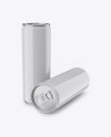 Two 250ml Aluminium Cans W/ Glossy Finish Mockup