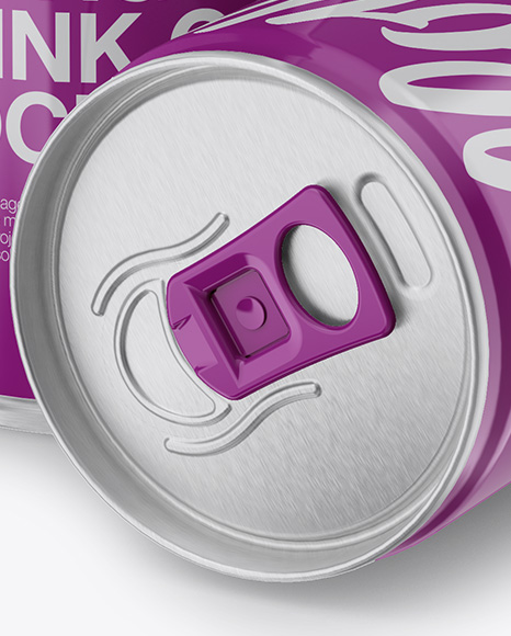 Two 250ml Aluminium Cans W/ Glossy Finish Mockup - Free Download Images