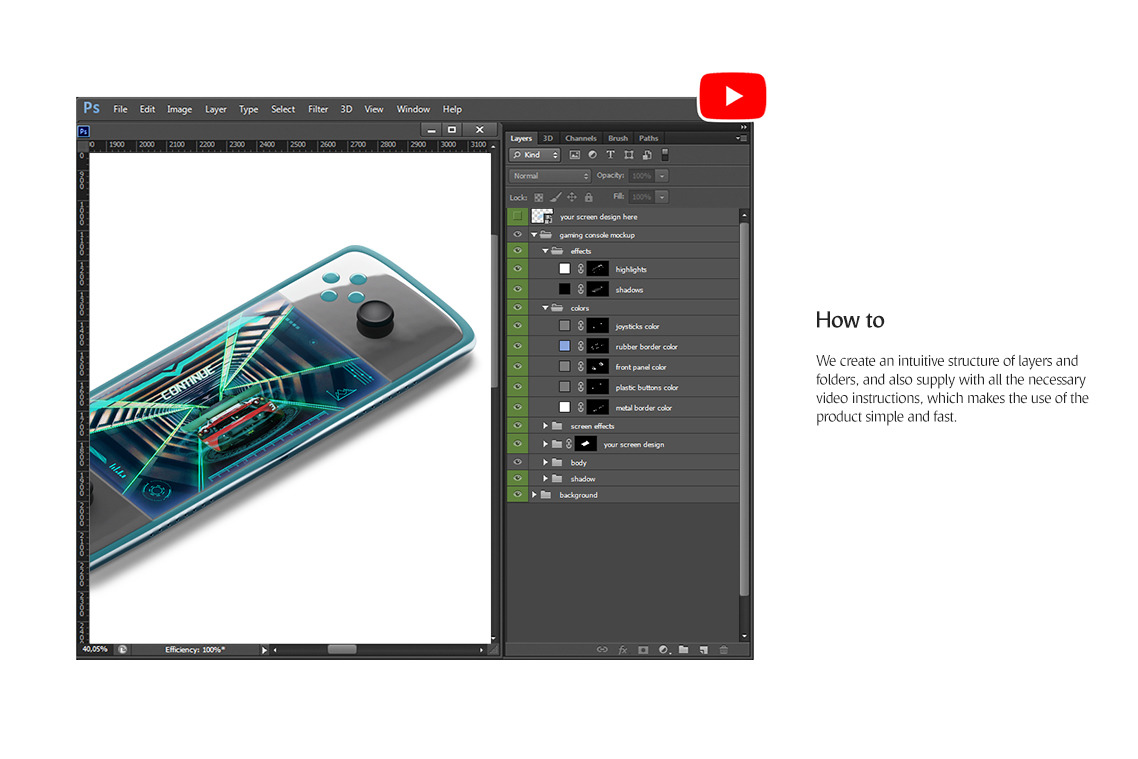 Game Console Screen Mockup Game Console Screen Mockup