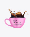 Matte Cup w/ Coffee Splash Mockup