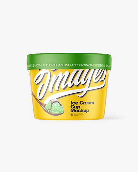 Matte Plastic Ice Cream Cup w/ Label Mockup