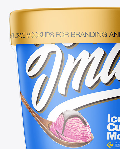 Matte Plastic Ice Cream Cup w/ Label Mockup