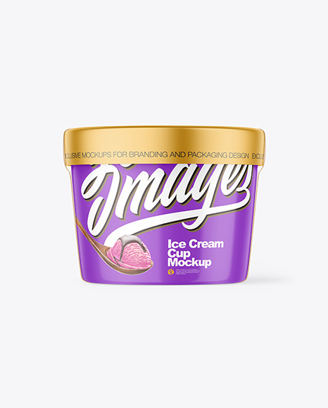 Glossy Ice Cream Cup w/ Label Mockup