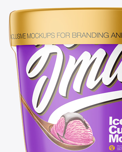 Glossy Ice Cream Cup w/ Label Mockup