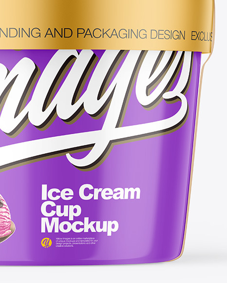 Glossy Ice Cream Cup w/ Label Mockup