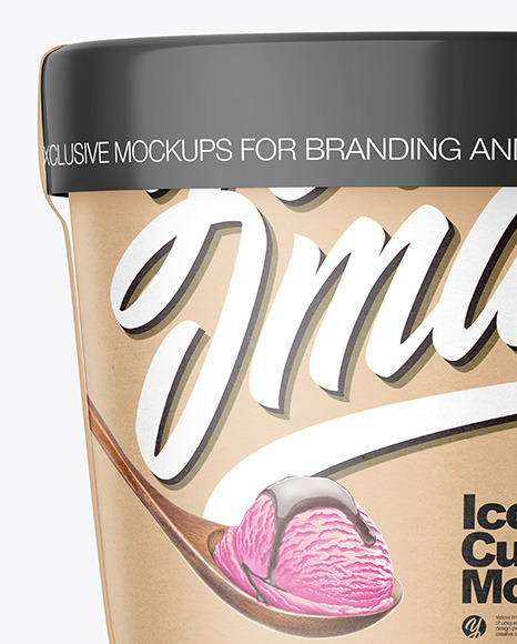 Kraft Ice Cream Cup w/ Label Mockup