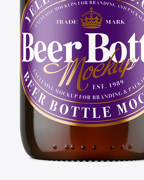 Dark Amber Glass Beer Bottle Mockup